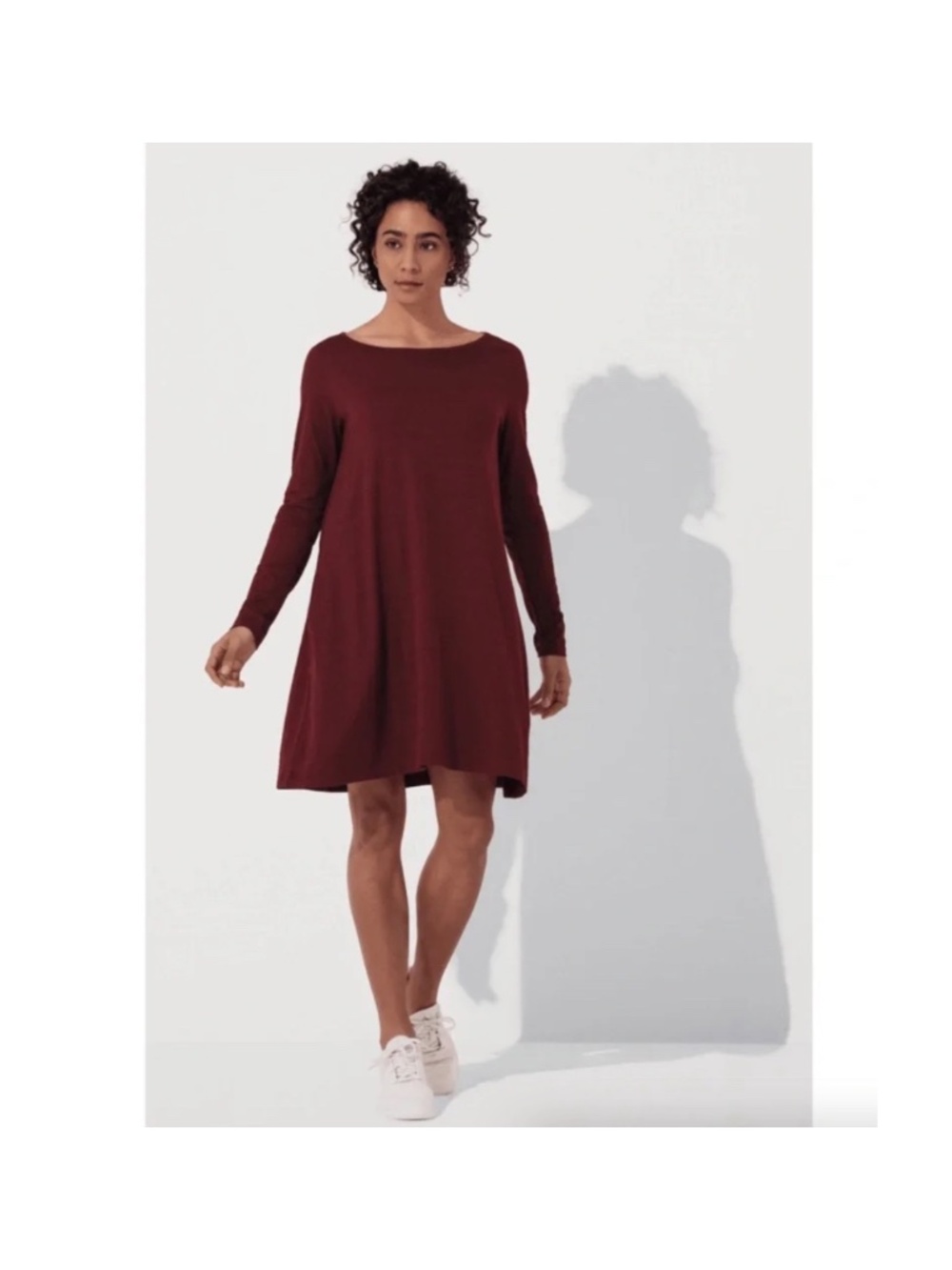 Wool& Rowena Swing Dress Burgundy Women’s Size Small Long